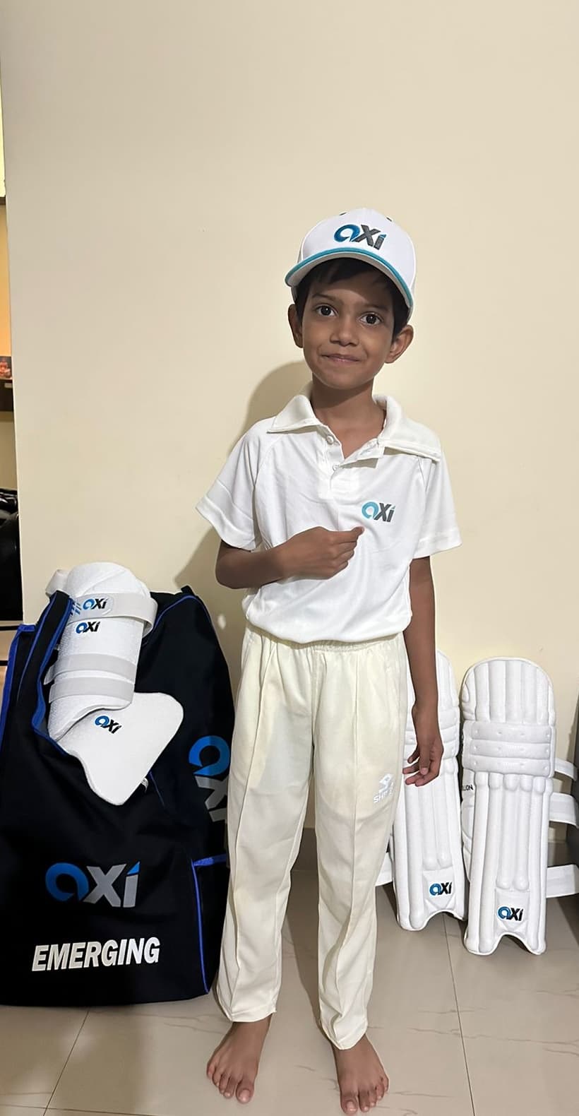 Junior cricketer at the nets