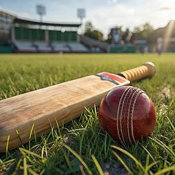 Cricket player batting at sunset